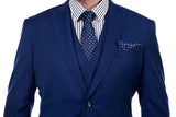 Premium Peak Lapel Navy Blue Three Piece Suits for Men with Double Breasted Vest-Ballbella