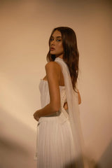 Pretty Sweetheart Strapless Sleeveless A-Line Prom Dress Long Pleats With Lace-Up Back-Ballbella