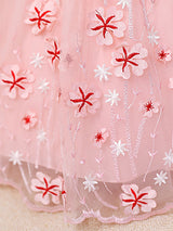 Purple Jewel Neck Cotton Tulle Sleeveless Short A-Line Embroidered Kids Party Dresses-Ballbella