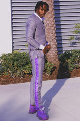 Purple Notched Lapel Bespoke Prom Suit-Ballbella
