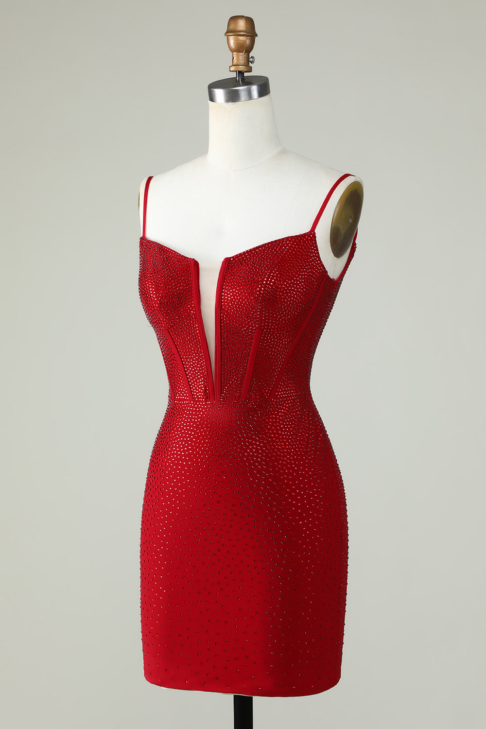 Red Beaded Sheath Spaghetti Strap Homecoming Dress Red Beaded Sheath Spaghetti Strap Homecoming Dress