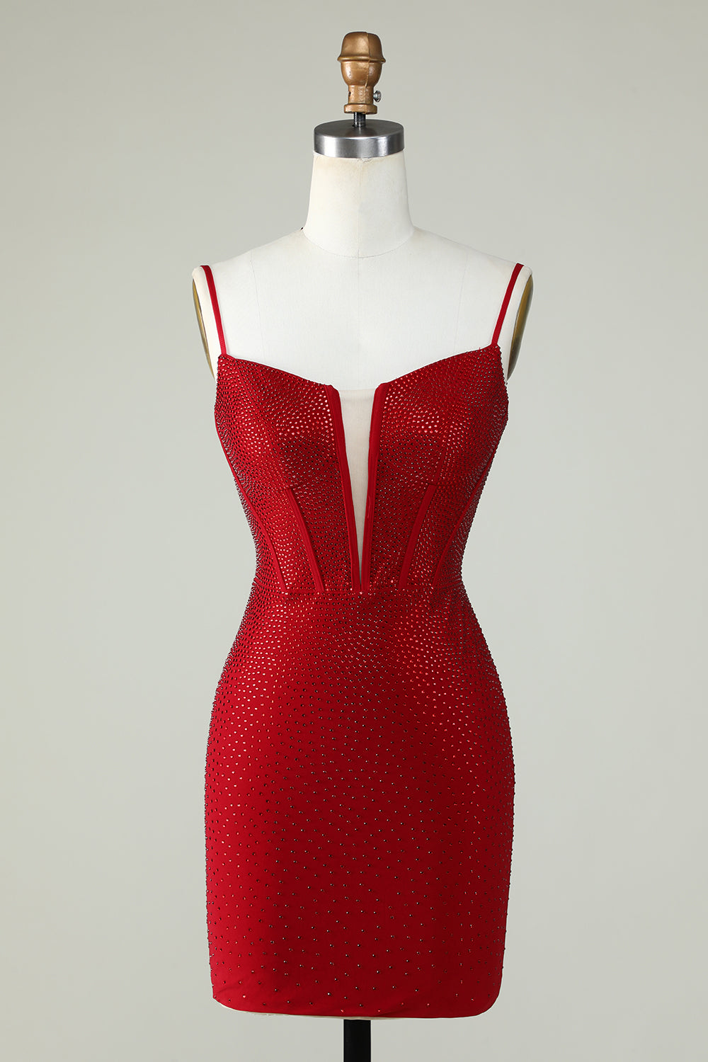 Red Beaded Sheath Spaghetti Strap Homecoming Dress Ballbella Red Beaded Sheath Spaghetti Strap Homecoming Dress Ballbella