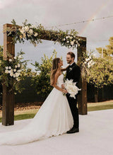 Retro style Satin Tulle Wedding Dress Split Front-Ballbella