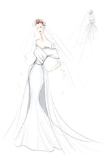 Retro White Wedding Dress With Train Satin Off The Shoulder Pleated Mermaid Bridal Gowns-Ballbella