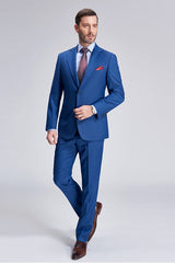 Romantic Plaid Royal Blue Mens Suits for Business-Ballbella