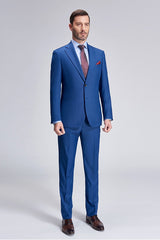 Romantic Plaid Royal Blue Mens Suits for Business-Ballbella