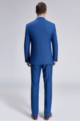Romantic Plaid Royal Blue Mens Suits for Business-Ballbella