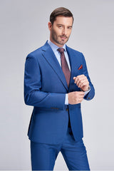 Romantic Plaid Royal Blue Mens Suits for Business-Ballbella