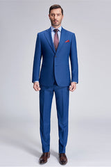 Romantic Plaid Royal Blue Mens Suits for Business-Ballbella
