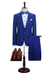 Royal Blue One Button Notched Lapel Men Suits for Prom-Ballbella