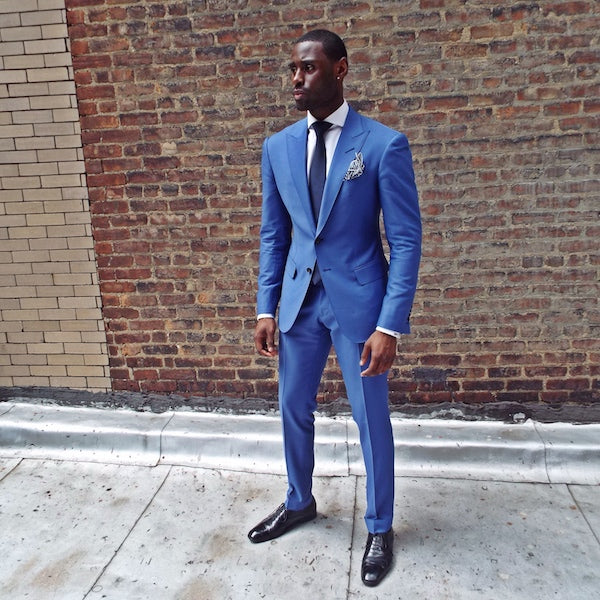 Royal Blue Two Pieces Men Suit Newest Peaked Lapel Prom Suit