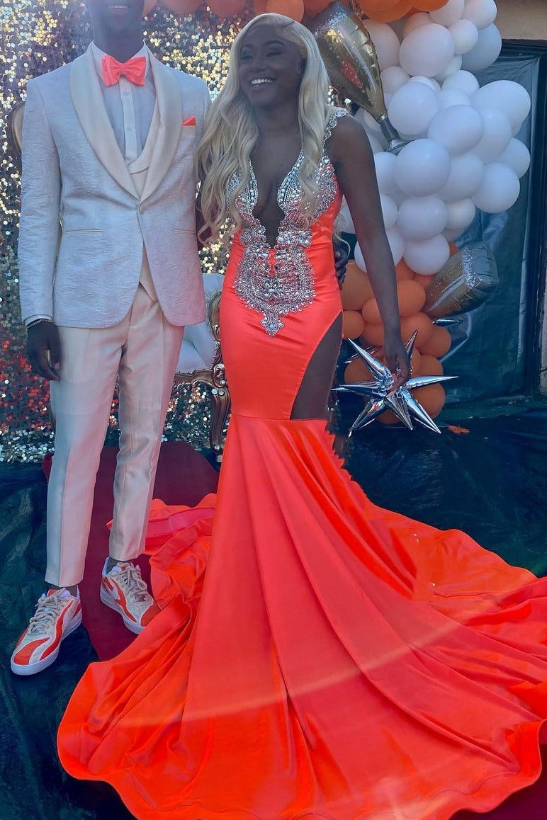Ruby Cutout Mermaid Court Train Silver Sequined Prom Dresses Ruby Cutout Mermaid Court Train Silver Sequined Prom Dresses