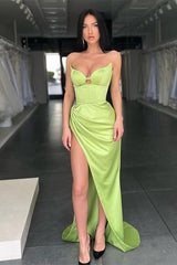Sage Green Sweetheart Mermaid Evening Dress Sleeveless With Slit-Ballbella