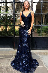 SAGE Mermaid V-neck Spaghetti Floor-length Crystal Beads Prom Dresses-Ballbella