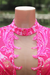 Saprkle Long sleeves Keyhole Mermaid Sequin Prom Dresses-Ballbella