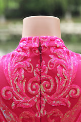 Saprkle Long sleeves Keyhole Mermaid Sequin Prom Dresses-Ballbella