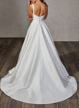 Satin Wedding Dress Ball-Gown Princess Elegant Sweetheart Neckline Sweep Train-Ballbella