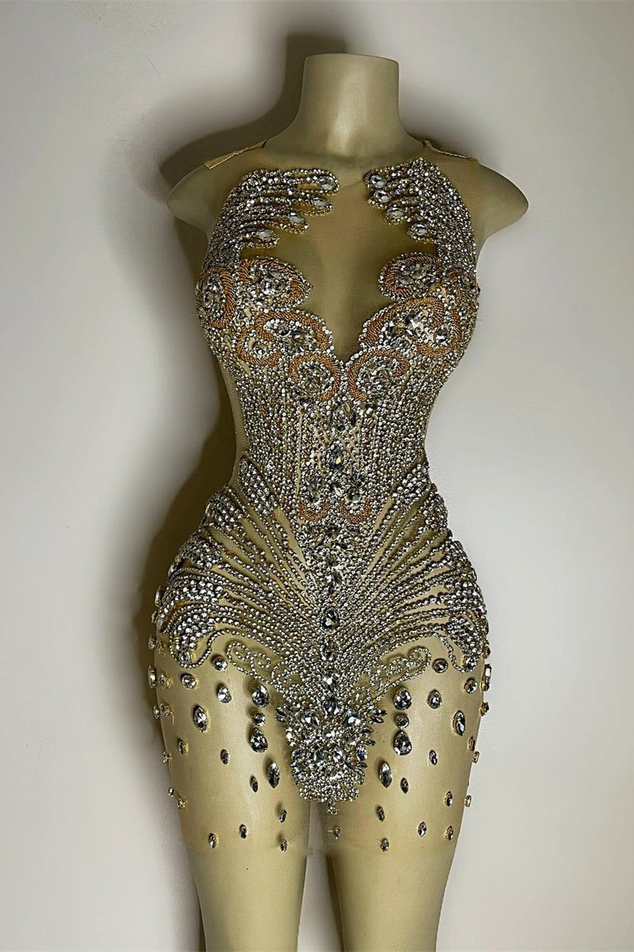 Sequined Mermaid Jewel Jersey Beading Sleeveless Mini Rhinestone Party Ballbella Sequined Mermaid Jewel Jersey Beading Sleeveless Mini Rhinestone Party Ballbella
