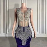 Sequined Sleeveless Mermaid Prom Dress with Beadings-Ballbella