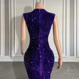 Sequined Sleeveless Mermaid Prom Dress with Beadings-Ballbella