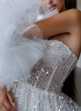Sequined Wedding Dresses Chic A-line Elegant Sweetheart Short-Ballbella