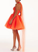 Sexy A-Line Halter Sleeveless Short/Mini Tulle Homecoming Dresses-Ballbella