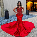 Sexy Red Sweetheart Mermaid Lace Up Sequins Prom Dress-Ballbella