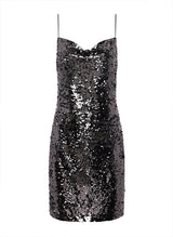 Sheath/Column Cowl Neck Sleeveless Sequined Short/Mini Homecoming Dress With Sequins-Ballbella
