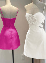 Sheath/Column Elastic Satin(Slight Stretch) Homecoming Dresses With Flower(s)-Ballbella
