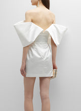 Sheath/Column Off-The-Shoulder Short/Mini Satin Homecoming Dresses-Ballbella