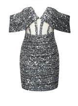 Sheath/Column Off-the-Shoulder Short/Mini Sequined Homecoming Dress-Ballbella