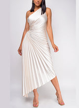 Sheath/Column One-Shoulder Asymmetrical Homecoming Dresses With Pleated-Ballbella