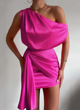 Sheath/Column Sleeveless Short/Mini Satin Homecoming Dresses-Ballbella