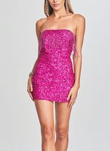 Sheath/Column Strapless Short/Mini Sequined Homecoming Dresses-Ballbella