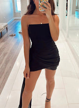 Sheath/Column Strapless Sleeveless Short/Mini Homecoming Dresses-Ballbella