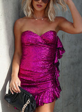 Sheath/Column Sweetheart Short/Mini Sequined Homecoming Dresses-Ballbella
