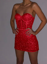 Sheath/Column Sweetheart Sleeveless Short/Mini Sequined Homecoming Dresses-Ballbella
