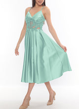 Sheath/Column V-Neck Sleeveless Satin Homecoming Dresses With Split Front-Ballbella