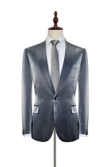 Shiny Silver Marriage Suits Glittering Peak Lapel Suits for Men-Ballbella