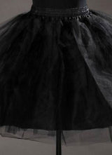 Short Black Taffeta A Line Boneless Two Tier Wedding Petticoats-Ballbella