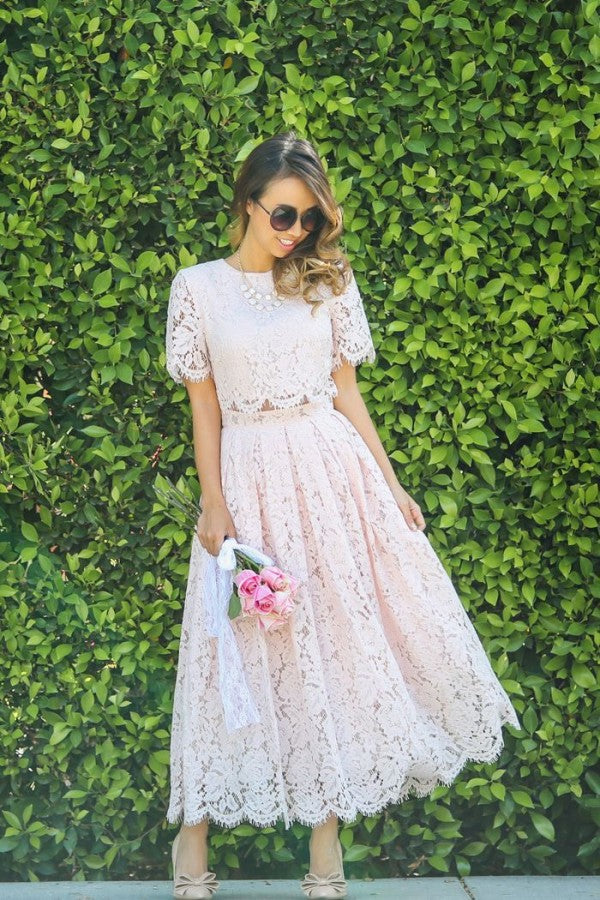 Short Sleeves Princess Ankle-length Summer Homecoming Dresses Short Sleeves Princess Ankle-length Summer Homecoming Dresses
