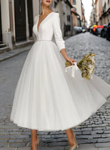 Short Wedding Dresses Sleeves-Ballbella