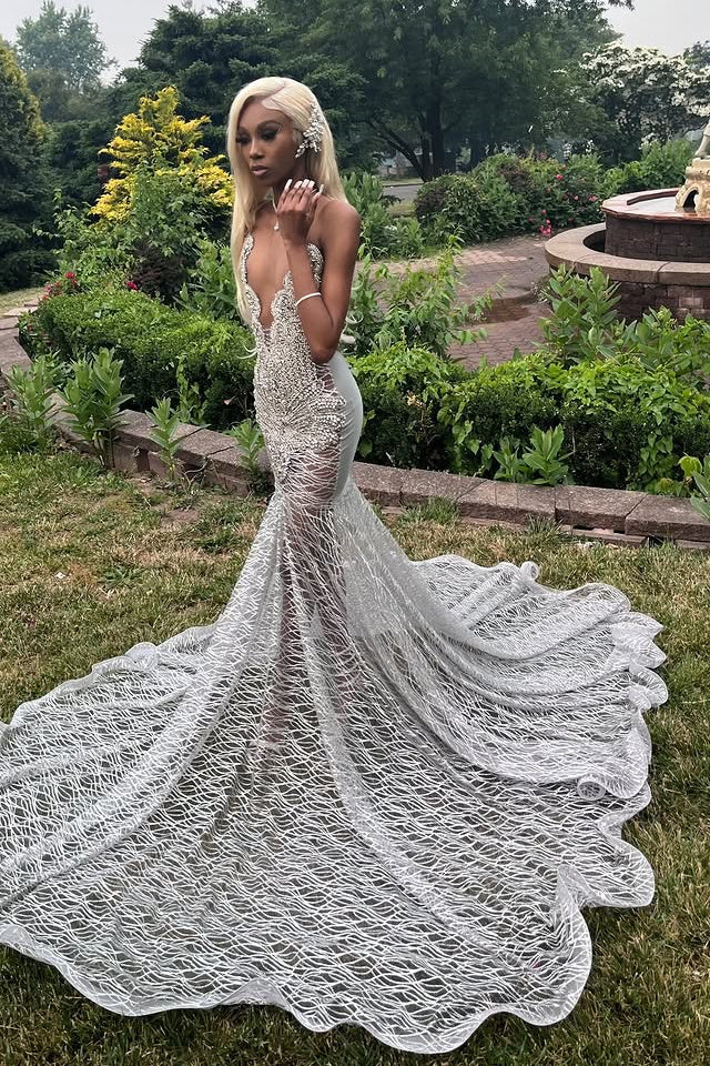 silver deep v dress Silver Prom Dresses Deep V-Neck Short Sleeves Stretch Satin Prom Dress With Split
