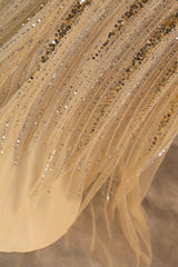 Silver Gold High Split V-neck Sleeveless Mermaid Prom Dresses-Ballbella