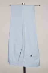 Sky Blue Peaked Lapel Double-Breasted Prom Suit-Ballbella