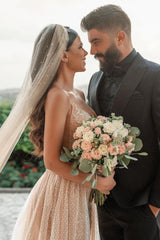 Sleeveless Floral Lace Mermaid Wedding Dress Detachable Train-Ballbella