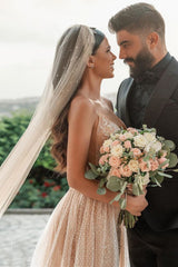 Sleeveless Floral Lace Mermaid Wedding Dress Detachable Train-Ballbella