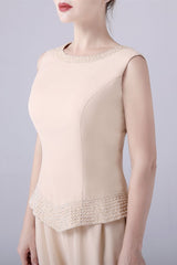 Sleeveless jewel beading vintage mother's suit-Ballbella