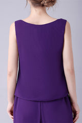 Sleeveless Jewel Strap Vintage modest mother's suit-Ballbella