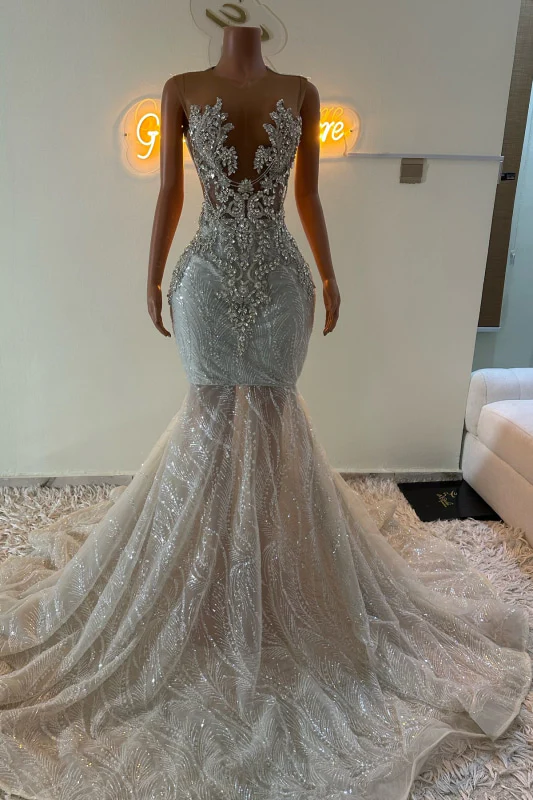 silver sparkly mermaid prom dresses Silver Grey Diamond Mermaid Long Prom Dresses for Women Sparkly Crystal Velvet Evening Pageant Gown fg5312